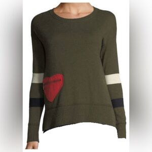 Lisa Todd Heartthrob Sweater Kale Green Red Heart Medium Cotton